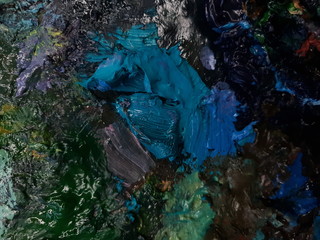 the texture of the oil paint palette artist