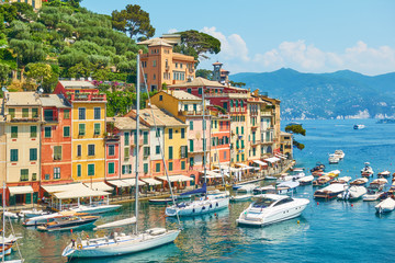 Fototapeta na wymiar Portofino town on the Italian riviera in Liguria