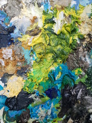 the texture of the oil paint palette artist
