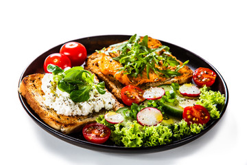 Breakfast - sandwiches with vegetable salad