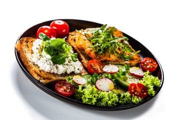 Breakfast - sandwiches with vegetable salad