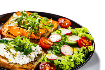 Breakfast - sandwiches with vegetable salad