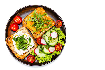 Breakfast - sandwiches with vegetable salad