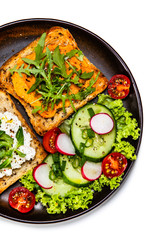 Breakfast - sandwiches with vegetable salad