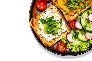 Breakfast - sandwiches with vegetable salad