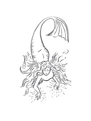Fototapeta na wymiar mermaid witch making magic