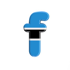 Botswana flag letter F - Small 3d Batswana font - Suitable for Africa, Gaborone or politics related subjects
