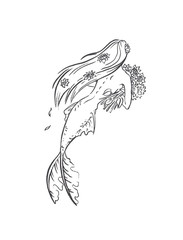 mermaid with sunflowers flowers bouquet