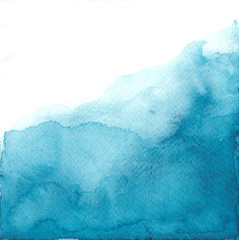 Hand drawn watercolor wash vibrant blue background