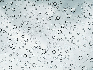 Selective focus water drops on the windshield after rain.
