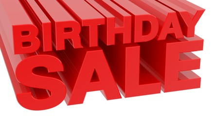 BIRTHDAY SALE word on white background 3d rendering