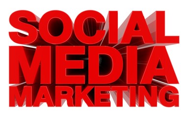 SOCIAL MEDIA MARKETING red word on white background 3d rendering