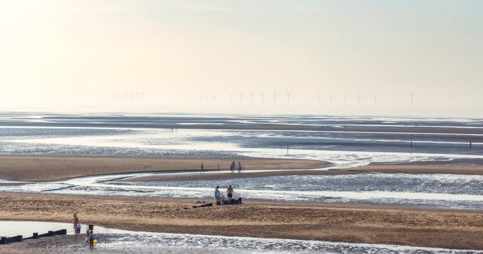 Low Tide Sandy Beach in North Wales, UK