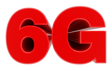 6G word on white background 3d rendering