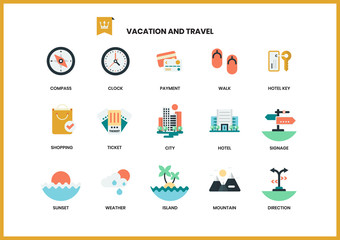 Vacation icons set for business