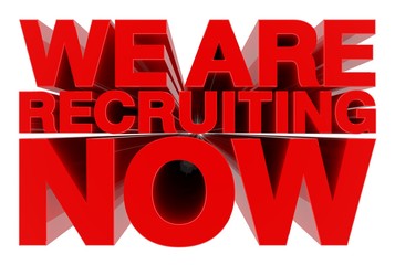 WE ARE RECRUITING NOW word on white background 3d rendering