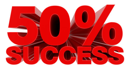 50 % SUCCESS word on white background 3d rendering