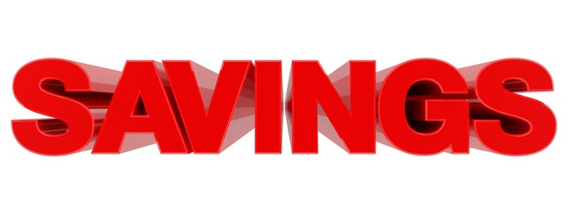 SAVINGS word on white background 3d rendering
