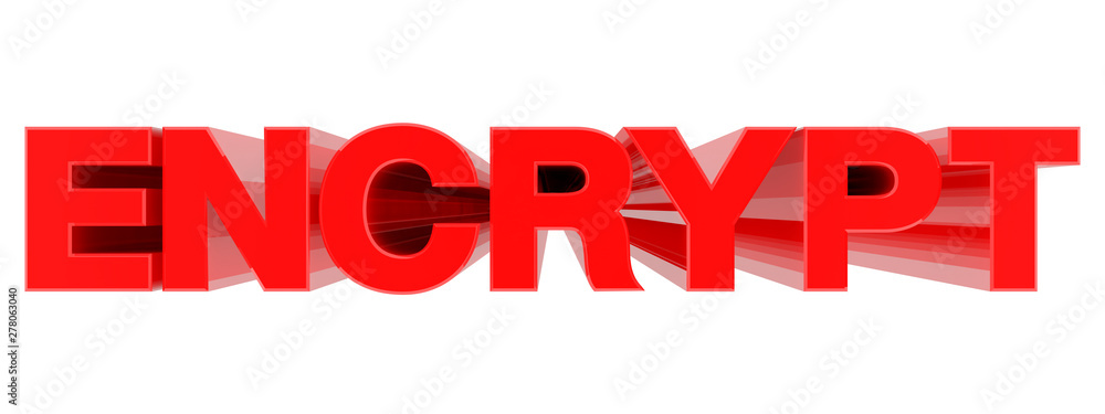 Poster encrypt word on white background 3d rendering