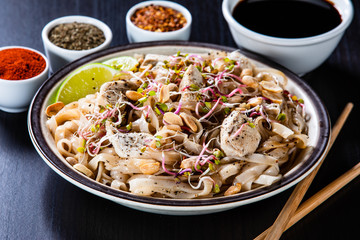 Pad thai - grilled meat and noodles