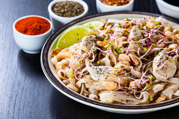 Pad thai - grilled meat and noodles