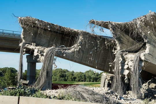 Abriss Autobahnbr&uuml;cke bei Heilbronn