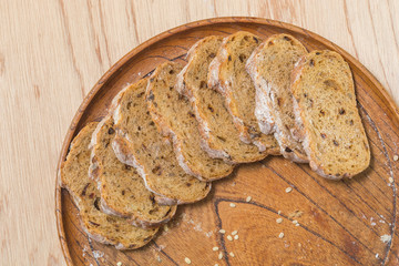 Sliced fread rutic bread.