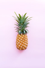 Pine apple tropical fruit on pink background. Raw