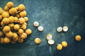 Longan fruit referred to as dragon eye fruit in branch