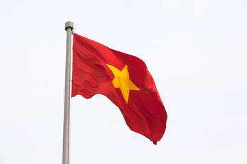 Vietnamese Flag. The Vietnamese flag on the a metal flagpole
