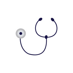 Stethoscope medical equipment flat vector icon illustration isolated on white.