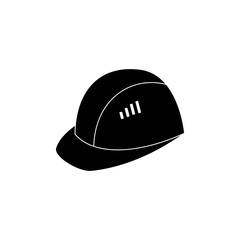 Job safety equipment helmet or hat for industrial safety black and white icon.