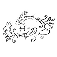 illustration - a beautiful image with the sign of the zodiac - Pisces.