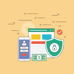 Website Security and Data Protection. Vector 