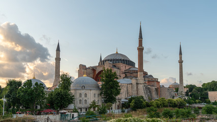 Fototapeta na wymiar Hagia Sophia Ayasofya Museum in Sultanahmet Square park, istanbul, Turkey