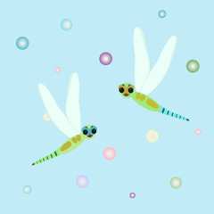 Two dragonflies in summer