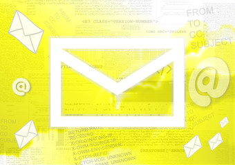 Email concept, yellow background tint