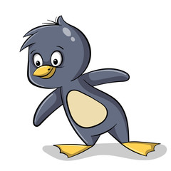 Cut cartoon penguin. Hand draw vector illustration.