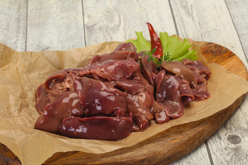 Raw chicken liver ready for cooking