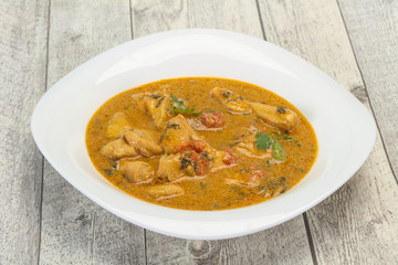 Traditional thai curry chicken soup
