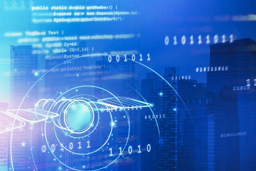 Satellite hologram and code in city