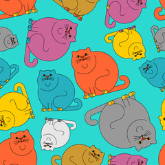 Fat cat pattern seamless. thick Pet background. vector illustration texture