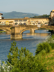 Naklejka premium Italia, Firenze, fiume Arno e i suoi ponti.