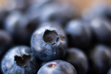 Macro shot of fresh raw organic blueberries 