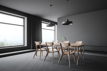 Minimalistic gray dining room corner