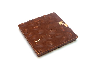 Chocolate with nuts isolated on white background