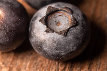 Macro shot of fresh raw organic blueberries 