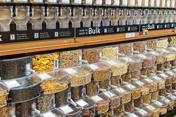 Bulk food dispensers of healthy nuts, grains, pasta, spices and much more.