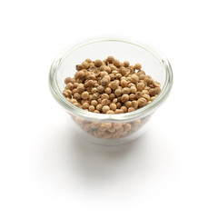 cilantro dried isolatedin a glass plate