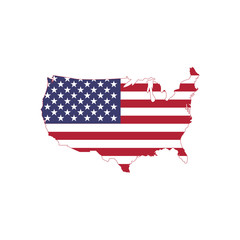american flag vector on american map, USA map with flag